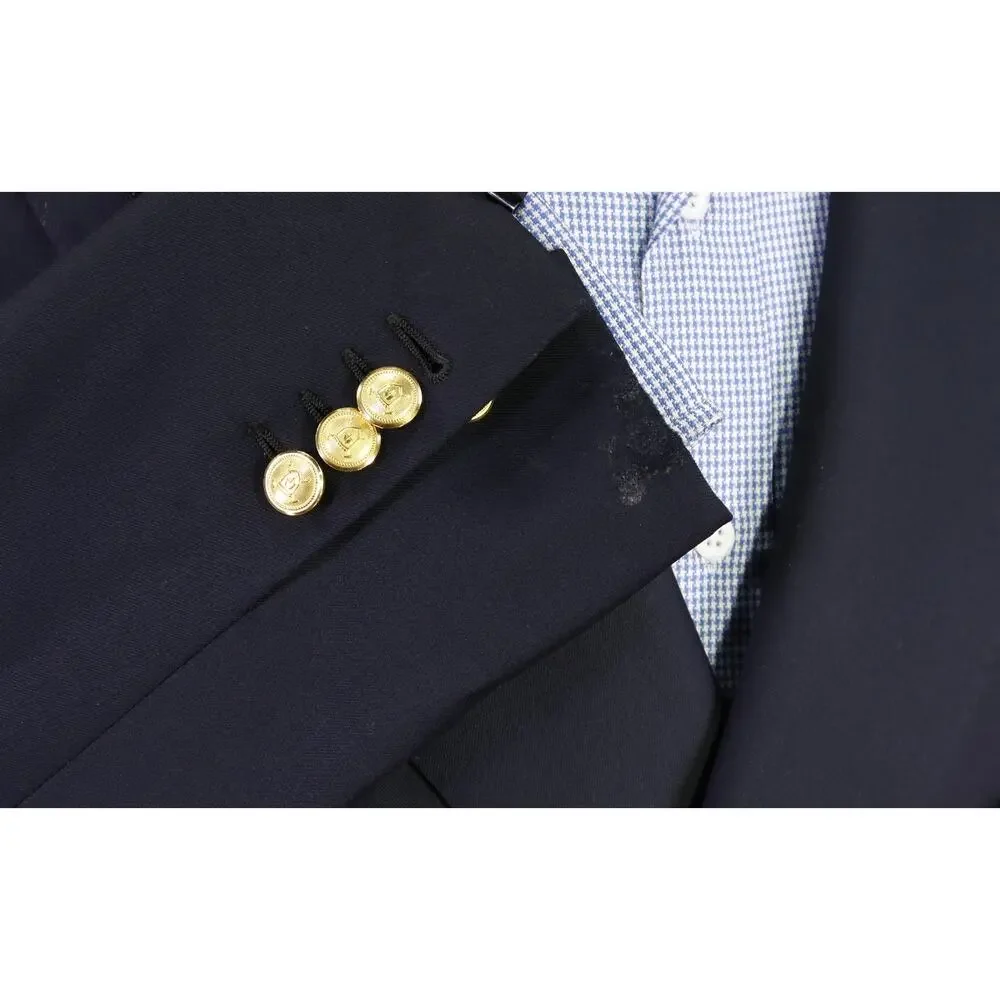 Tincati Saint Andrews Navy 2B Double Breasted Gold Button Wool Blazer Jacket 38S
